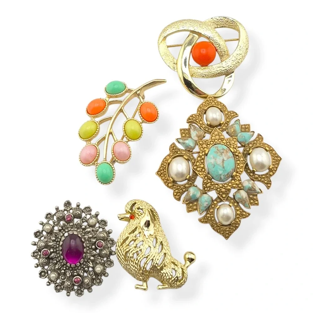 Lot 5 Signed Sarah Coventry Vintage Brooches Remembrance Bittersweet Frenchie